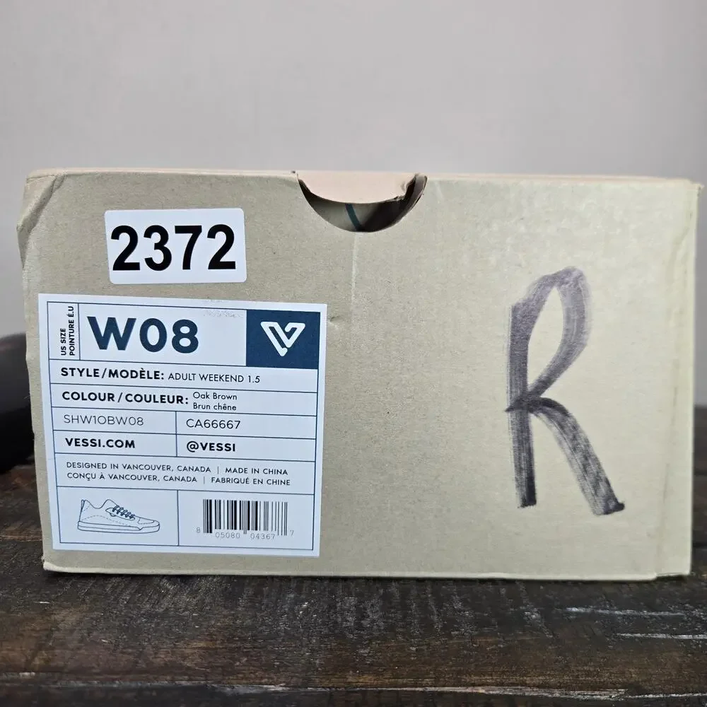 Vessi Weekend 1.5 Sneaker Womens Size 8 Waterproof Shoes Oak Brown White